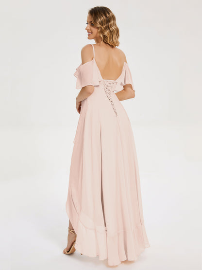 Leia High Low Backless Ruffles Bridesmaid Dress
