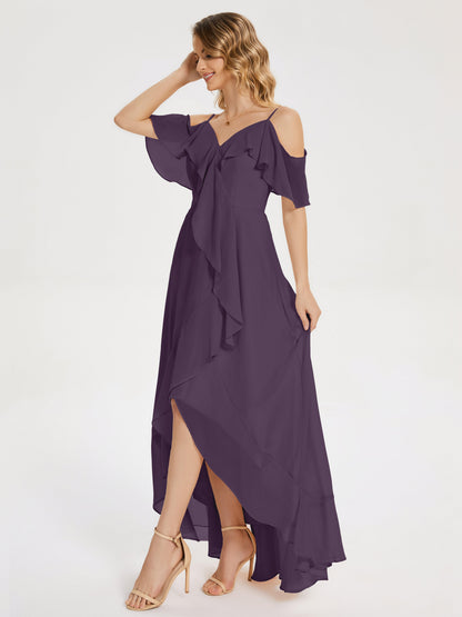 Leia High Low Backless Ruffles Bridesmaid Dress