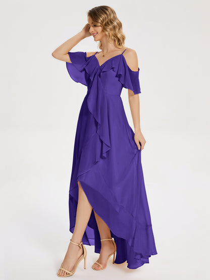 Leia High Low Backless Ruffles Bridesmaid Dress