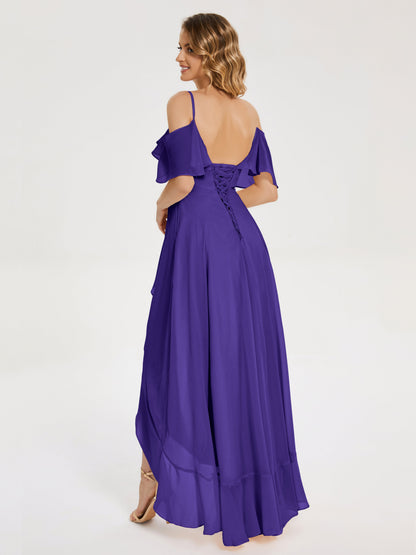 Leia High Low Backless Ruffles Bridesmaid Dress