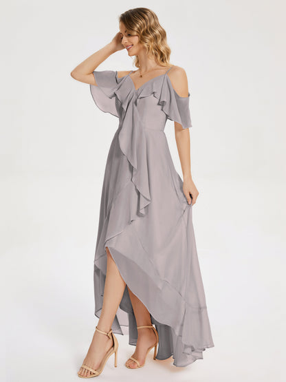 Leia High Low Backless Ruffles Bridesmaid Dress