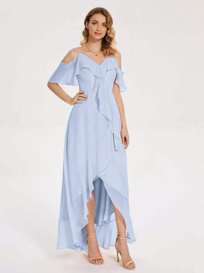 Leia High Low Backless Ruffles Bridesmaid Dress