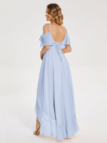 Leia High Low Backless Ruffles Bridesmaid Dress