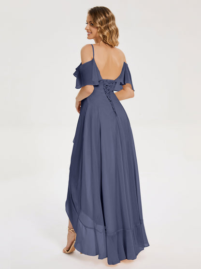 Leia High Low Backless Ruffles Bridesmaid Dress