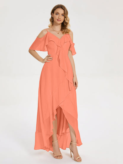 Leia High Low Backless Ruffles Bridesmaid Dress