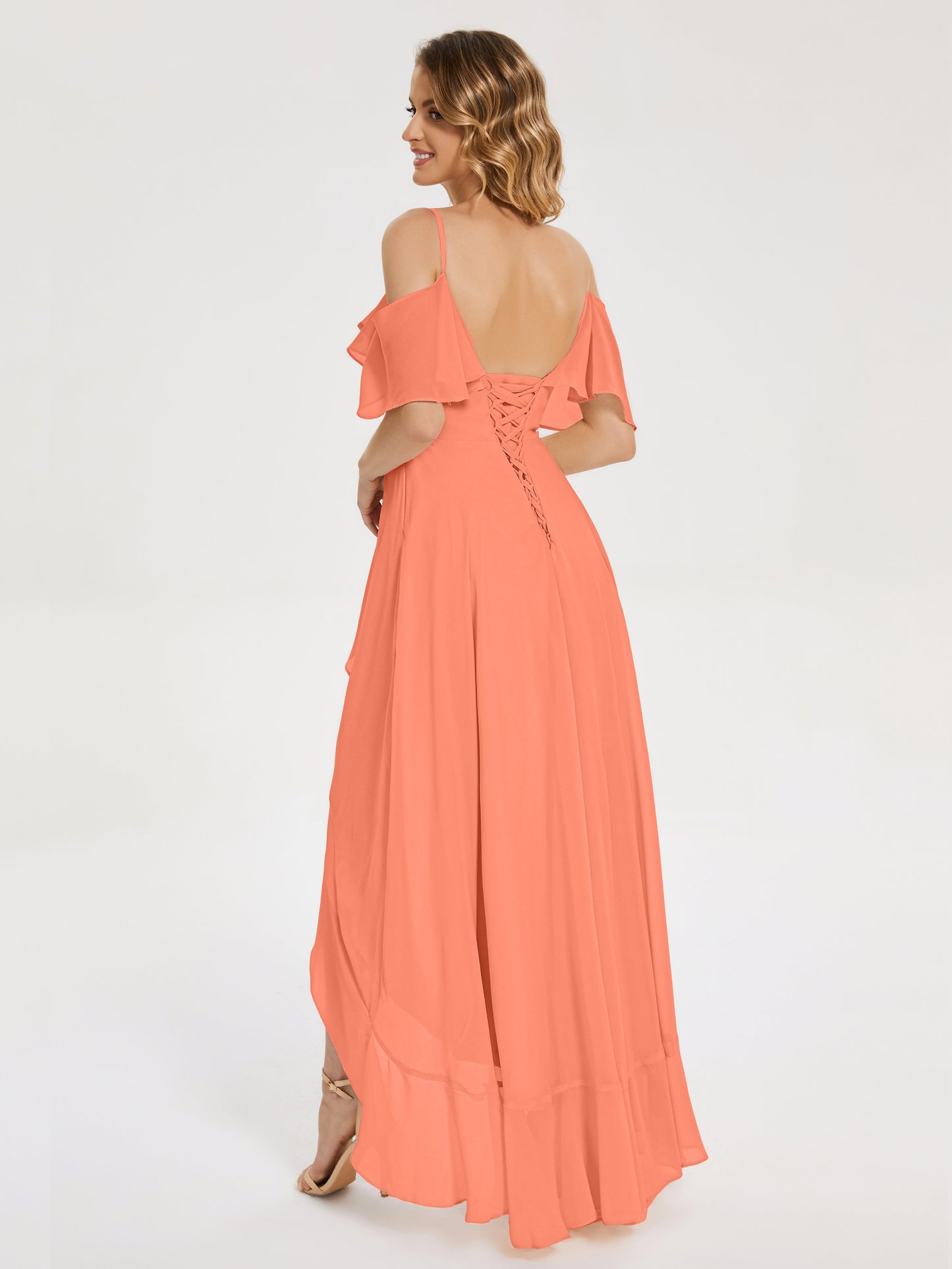 Leia High Low Backless Ruffles Bridesmaid Dress