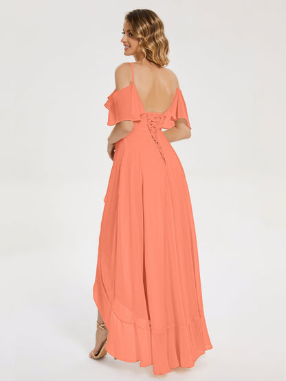 Leia High Low Backless Ruffles Bridesmaid Dress