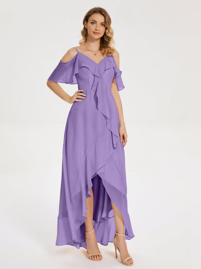 Leia High Low Backless Ruffles Bridesmaid Dress