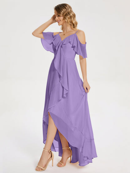 Leia High Low Backless Ruffles Bridesmaid Dress