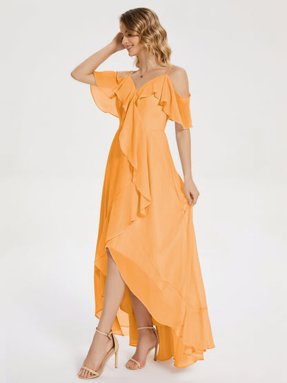 Leia High Low Backless Ruffles Bridesmaid Dress