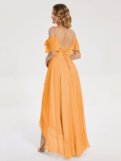 Leia High Low Backless Ruffles Bridesmaid Dress