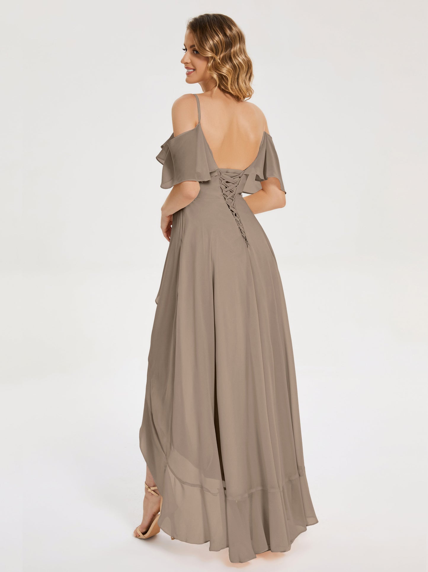 Leia High Low Backless Ruffles Bridesmaid Dress