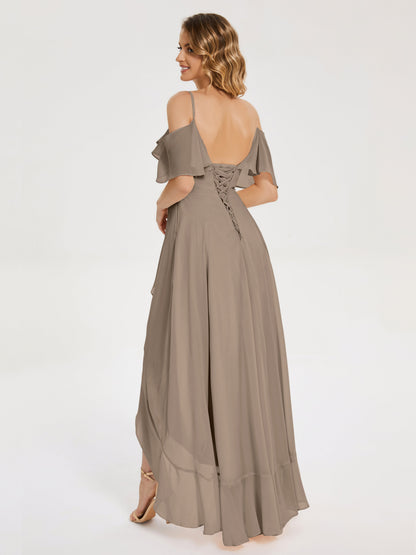 Leia High Low Backless Ruffles Bridesmaid Dress