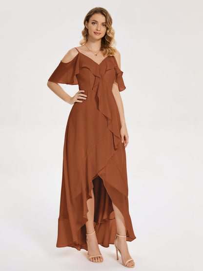 Leia High Low Backless Ruffles Bridesmaid Dress