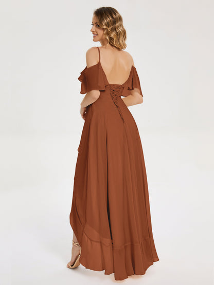 Leia High Low Backless Ruffles Bridesmaid Dress
