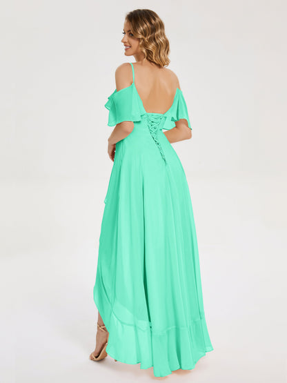 Leia High Low Backless Ruffles Bridesmaid Dress