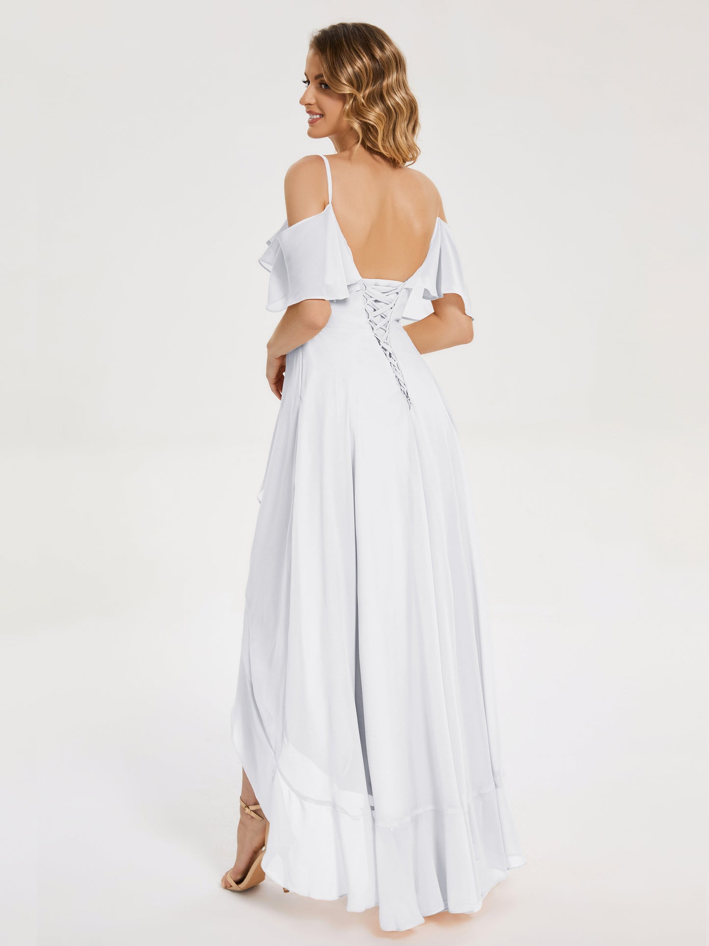 Leia High Low Backless Ruffles Bridesmaid Dress