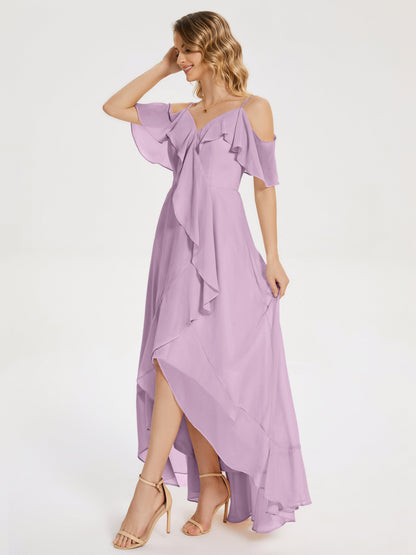 Leia High Low Backless Ruffles Bridesmaid Dress