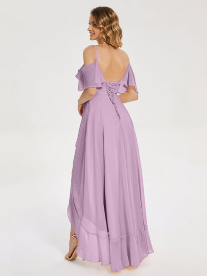 Leia High Low Backless Ruffles Bridesmaid Dress