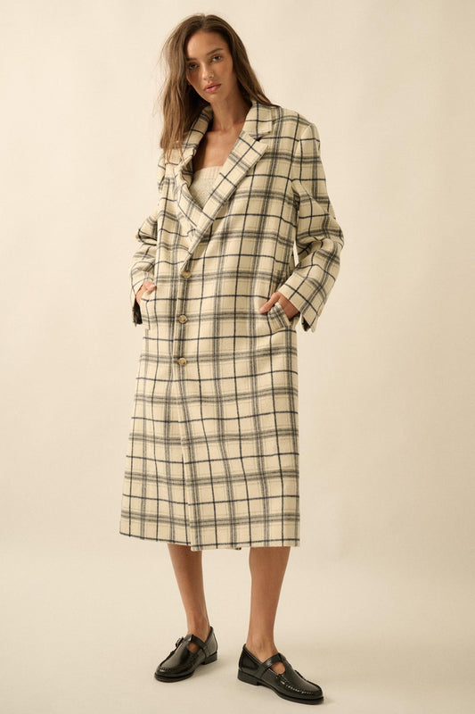 Checked Out Plaid Double-Breasted Overcoat