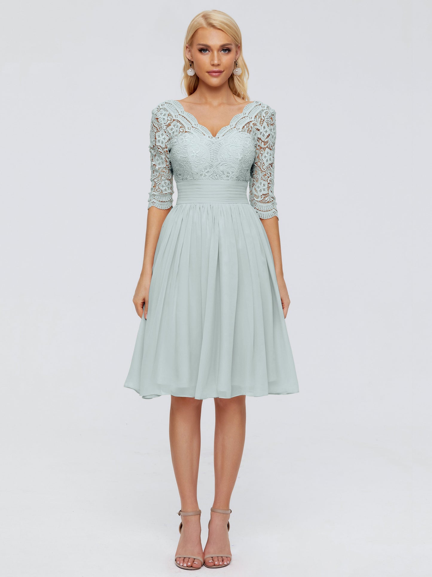 Jordyn Knee Length Lace Bridesmaid Dresses