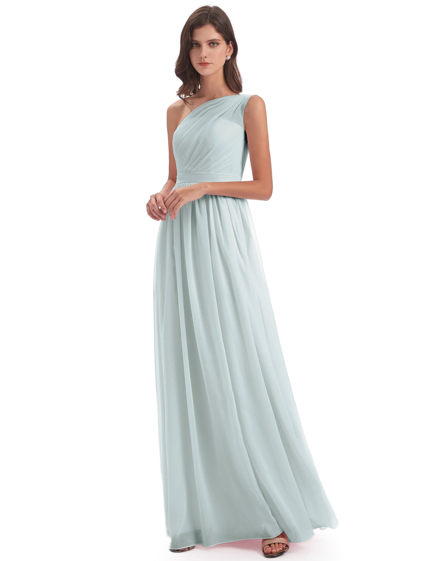 Karlie Floor Length One Shoulder Chiffon Bridesmaid Dresses