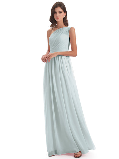 Karlie Floor Length One Shoulder Chiffon Bridesmaid Dresses