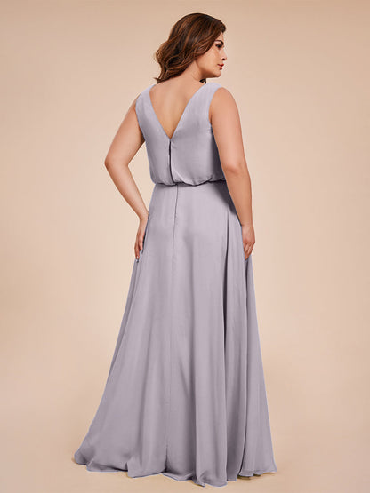 Cowl Neck Chiffon Plus Size Long Bridesmaid Dresses