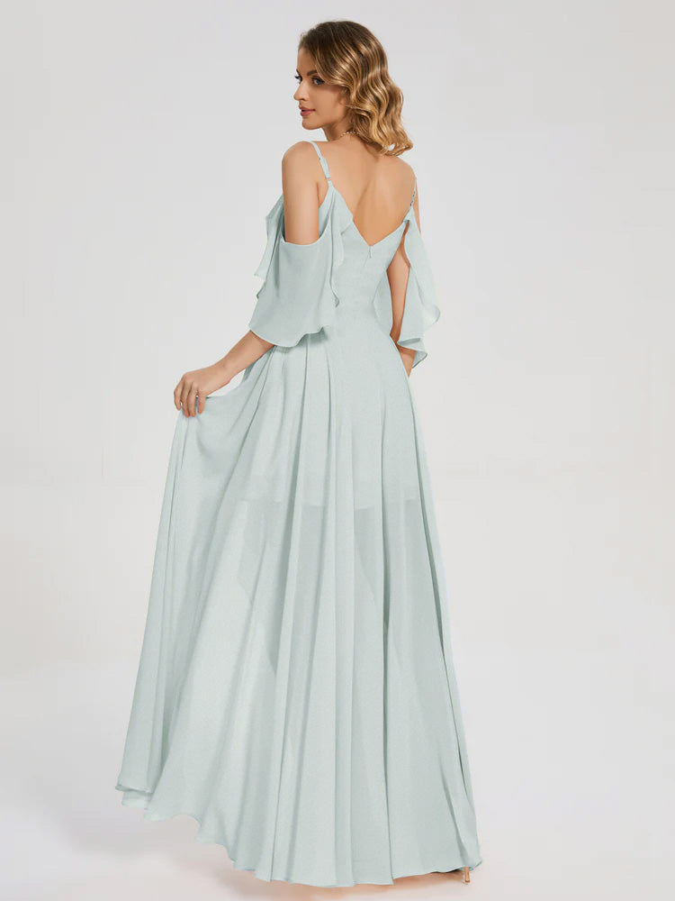 Lilah Asymmetrical Off the Shoulder Chiffon Bridesmaid Dress