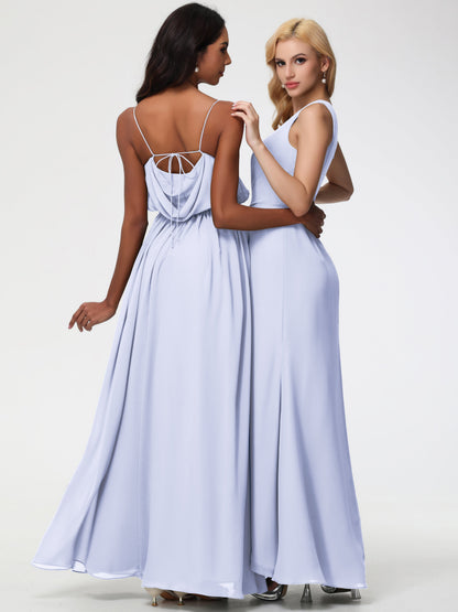 Bridesmaid Dress Lavender One Shoulder Sheath/Column Ruched Chiffon Bridesmaid Dresses with Slit