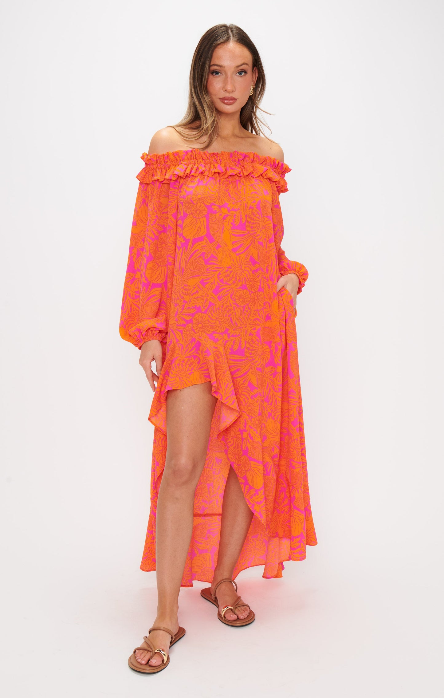 Bobbi Maxi Dress ~ Fuchsia Shells Pebble