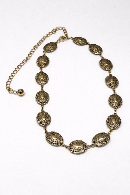 Lancaster Ornate Gold Concho Chain Belt