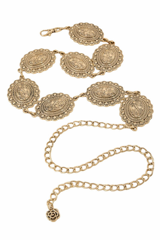 Eldorado Ornate Gold Concho Chain Belt