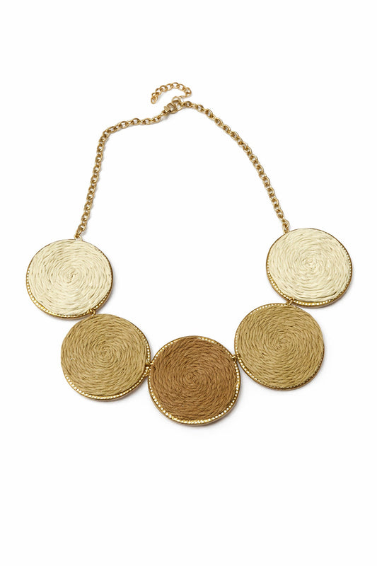 Larchmont Three-Tone Straw Disc Chain Necklace