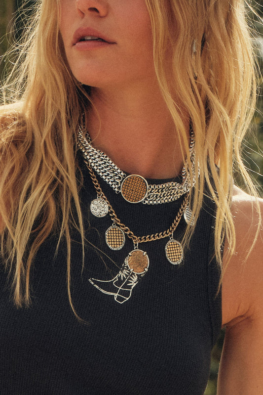 Larkspur Choker and Coin Charm Necklace Set