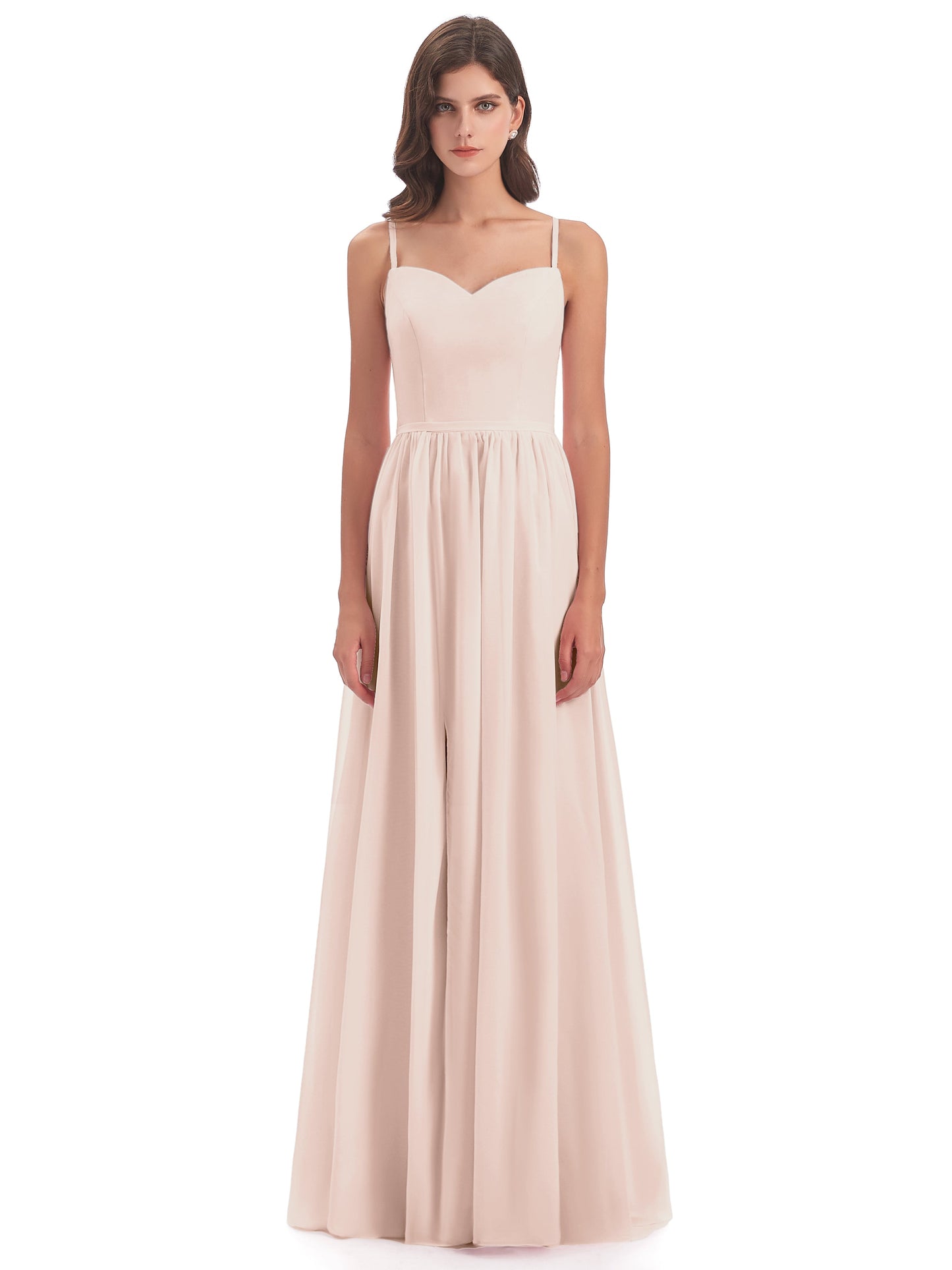 Madeline Spaghetti Straps Split Chiffon Bridesmaid Dresses