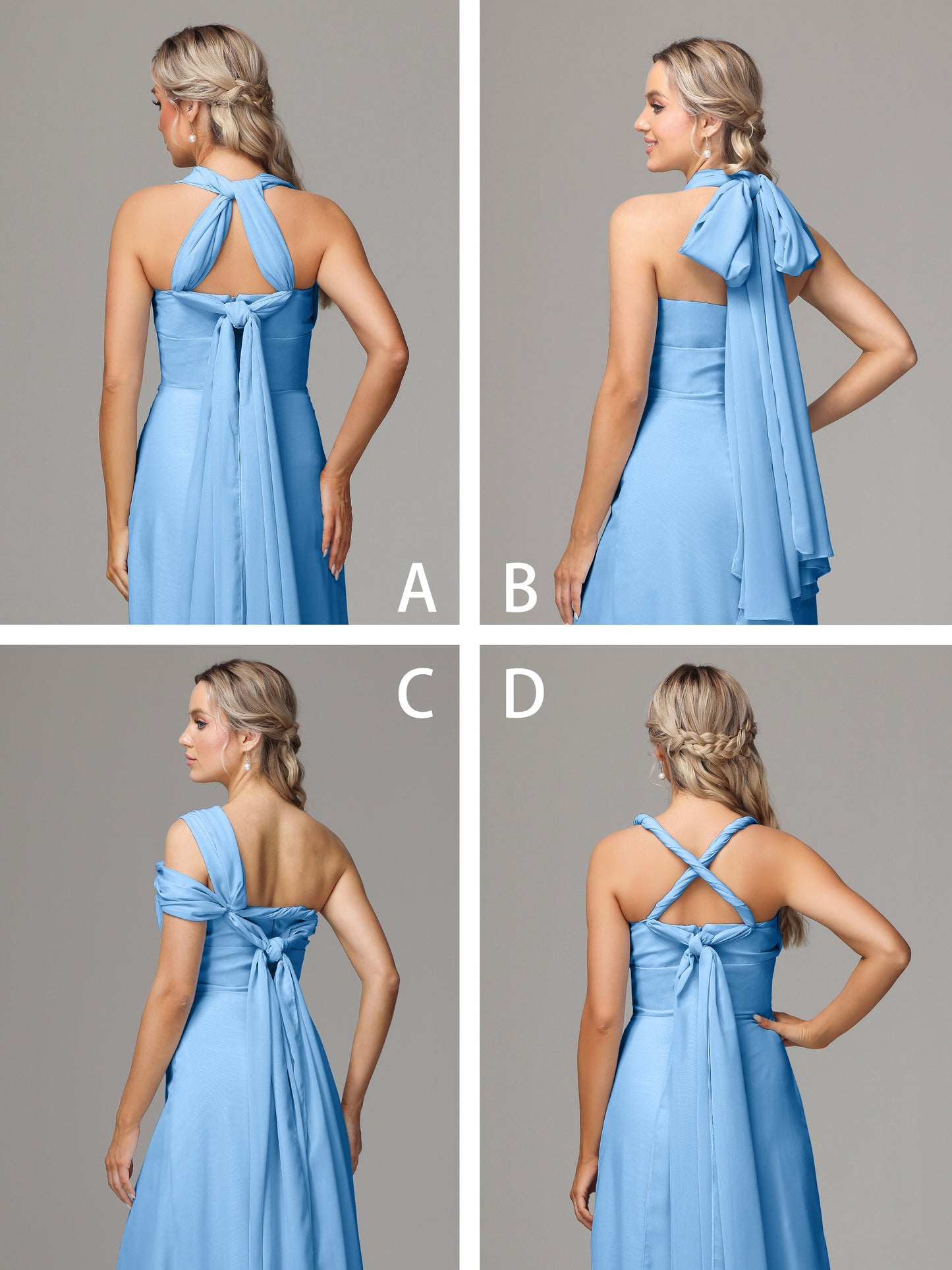 Sleeveless Off The Shoulder Chiffon Bridesmaid Dress With Slit