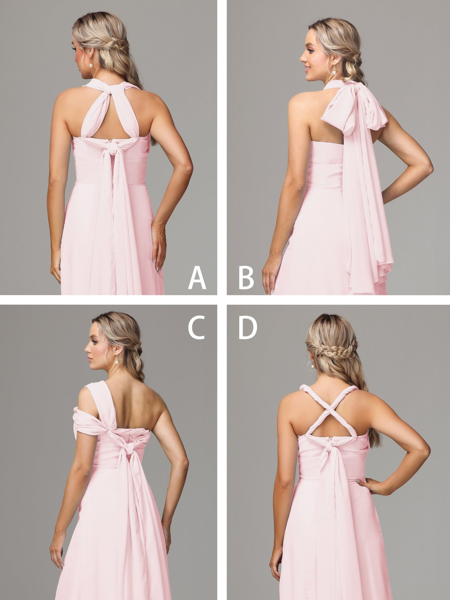 Sleeveless Off The Shoulder Chiffon Bridesmaid Dress With Slit