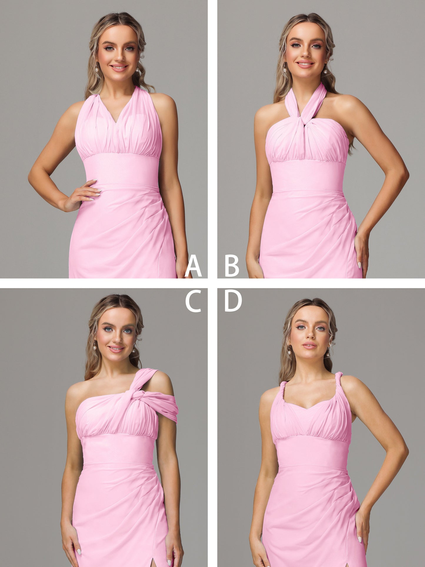 Sleeveless Off The Shoulder Chiffon Bridesmaid Dress With Slit