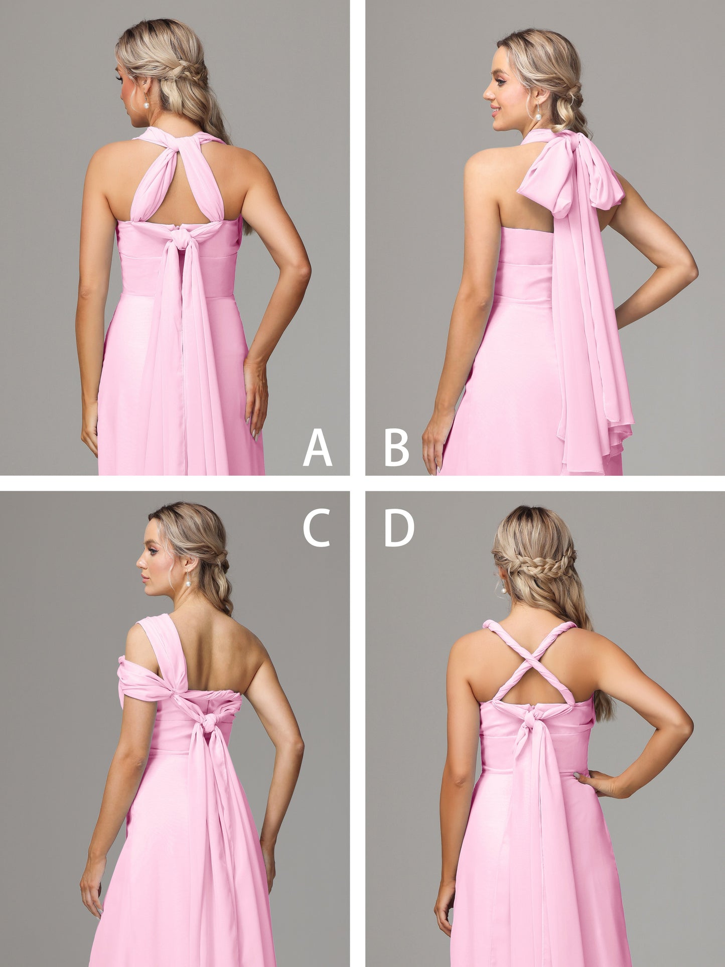 Sleeveless Off The Shoulder Chiffon Bridesmaid Dress With Slit