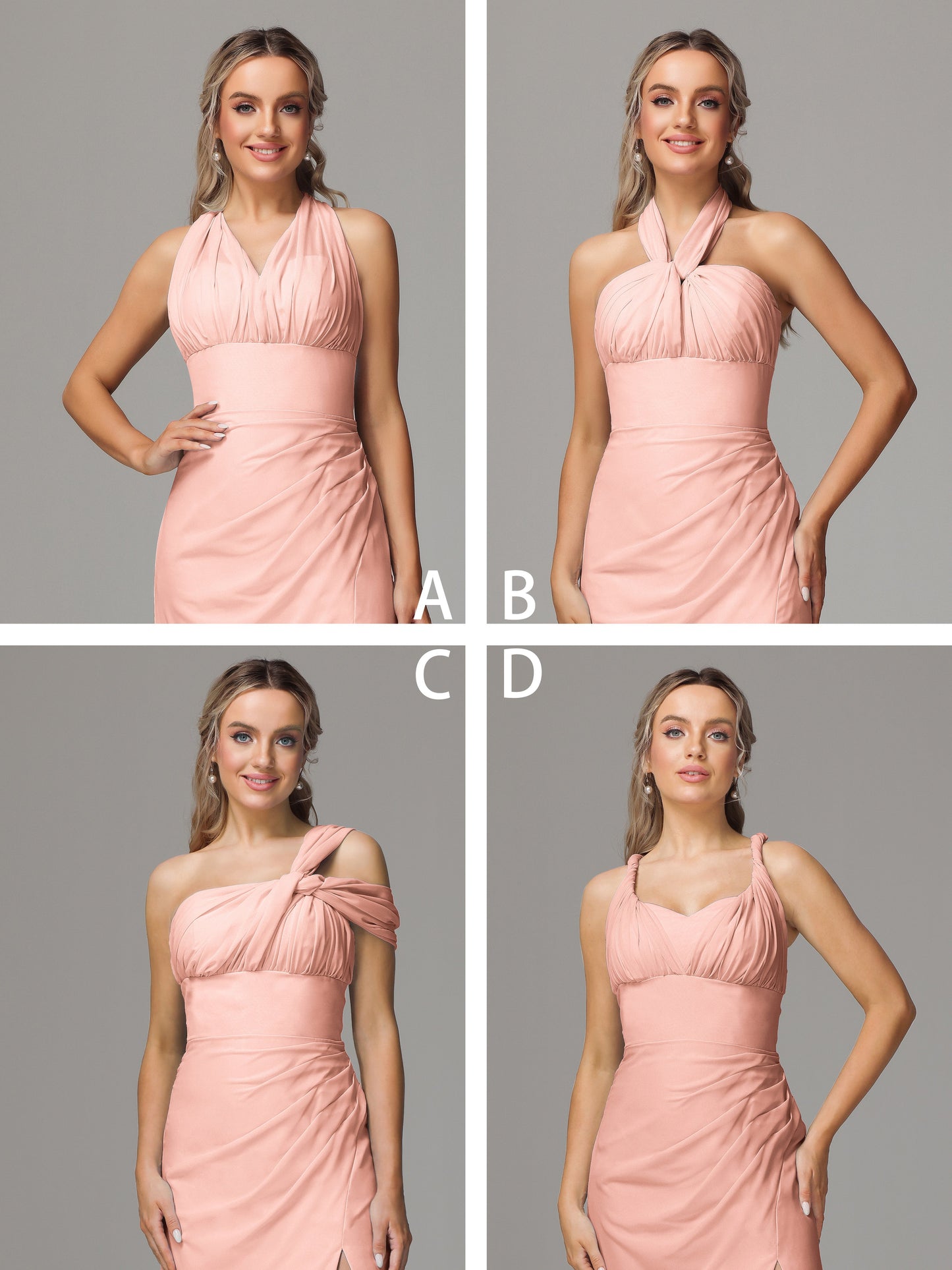 Sleeveless Off The Shoulder Chiffon Bridesmaid Dress With Slit