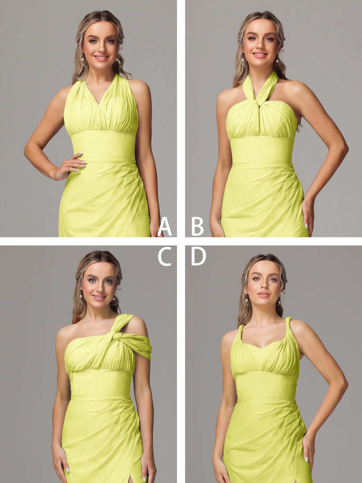 Sleeveless Off The Shoulder Chiffon Bridesmaid Dress With Slit