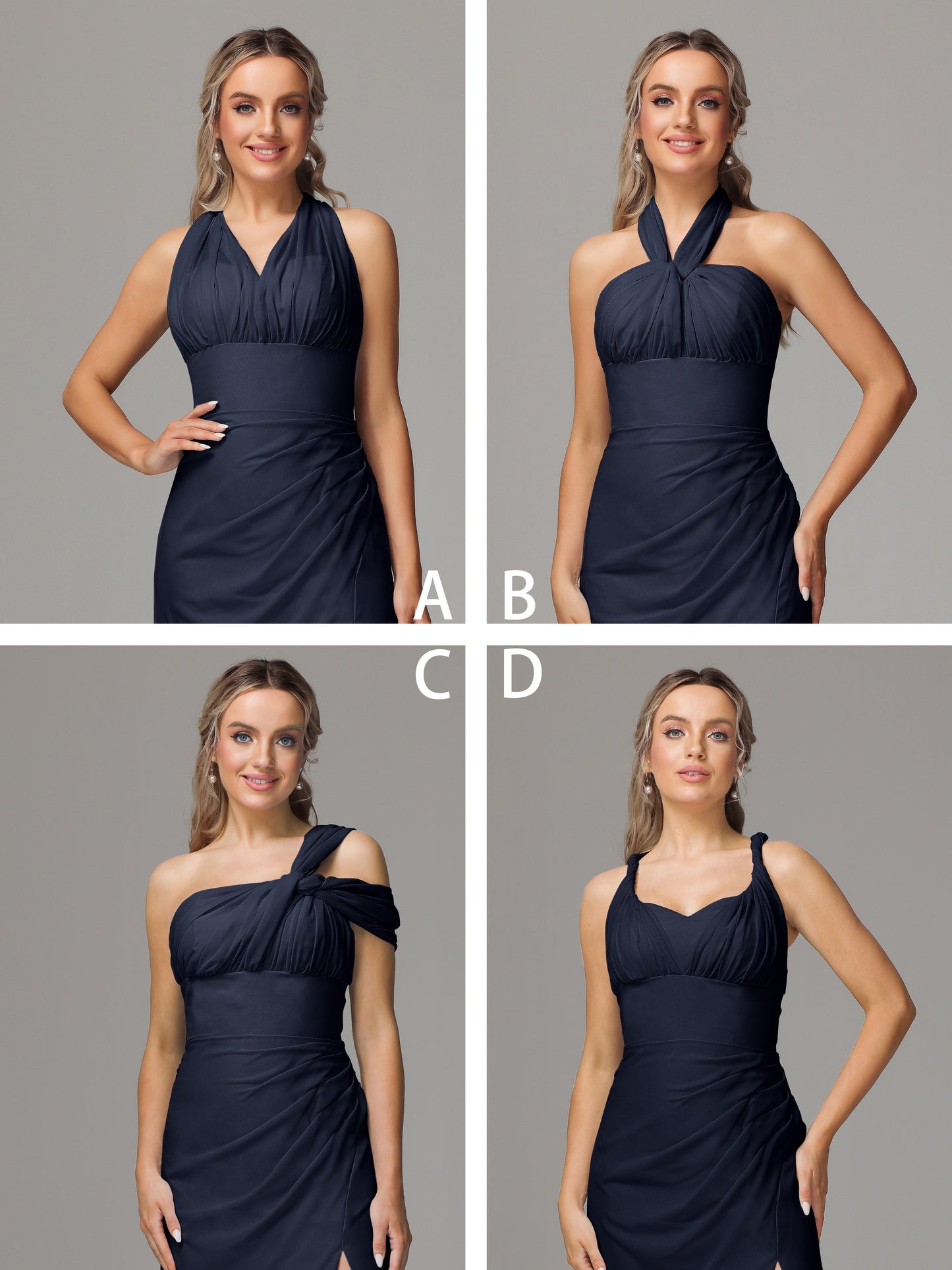 Sleeveless Off The Shoulder Chiffon Bridesmaid Dress With Slit