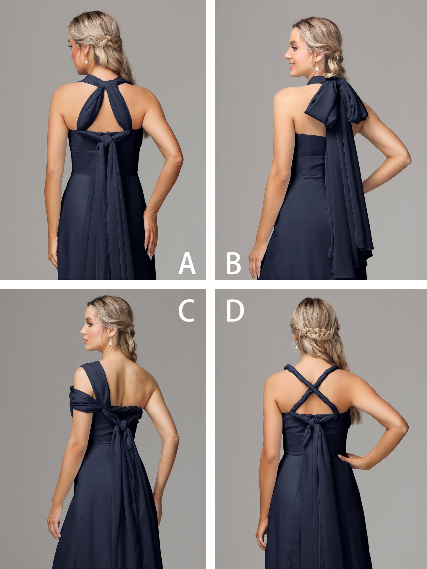Sleeveless Off The Shoulder Chiffon Bridesmaid Dress With Slit