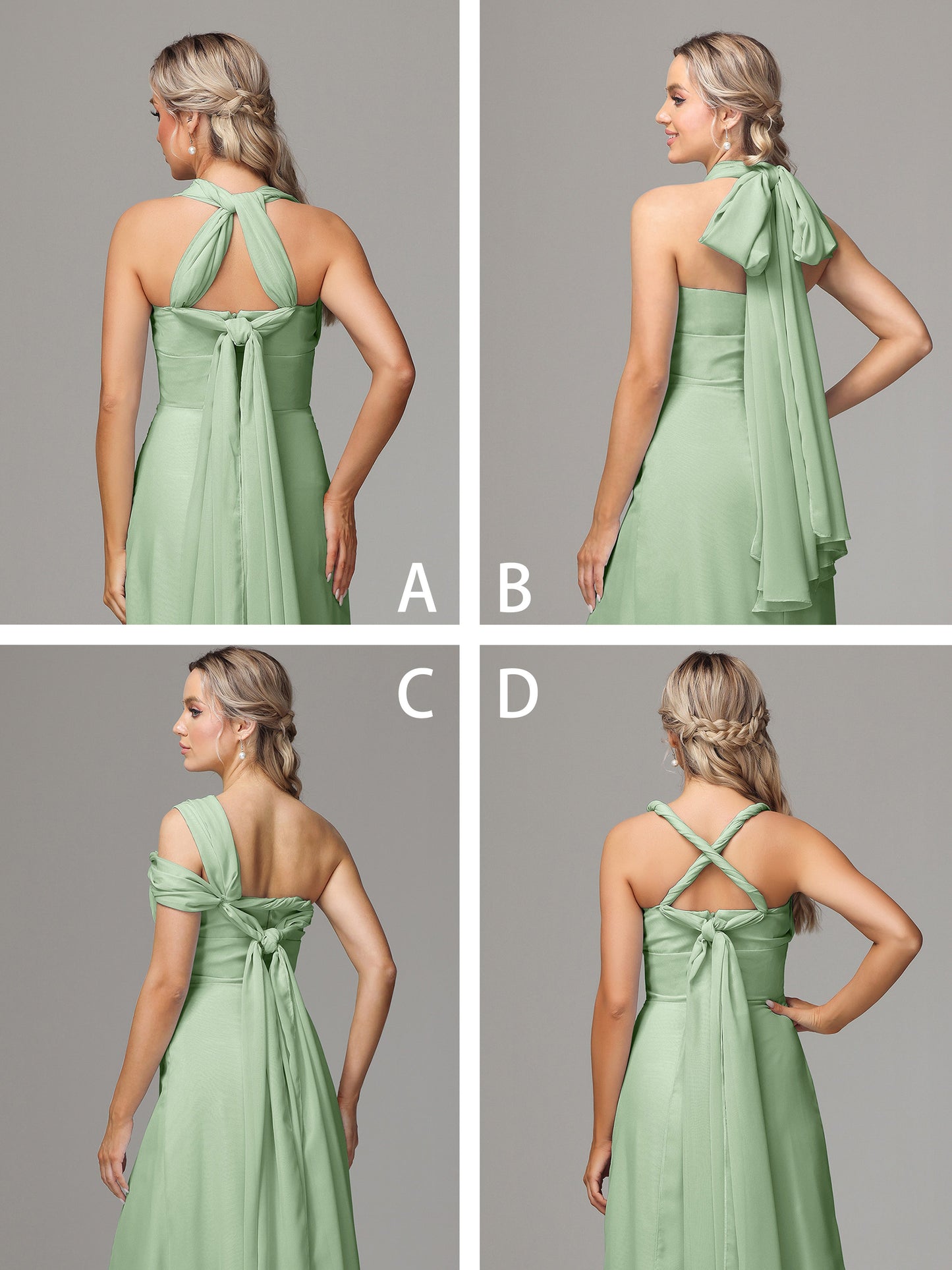Sleeveless Off The Shoulder Chiffon Bridesmaid Dress With Slit