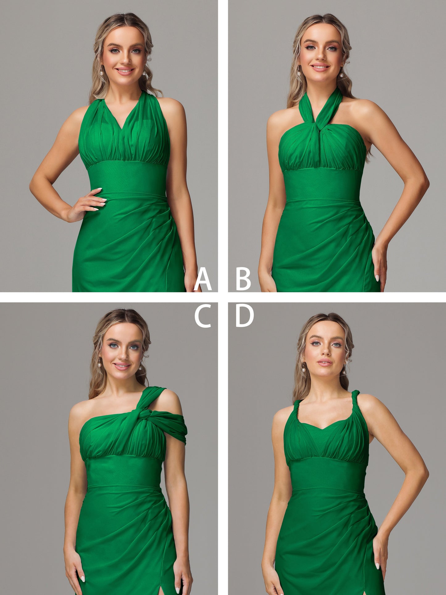 Sleeveless Off The Shoulder Chiffon Bridesmaid Dress With Slit