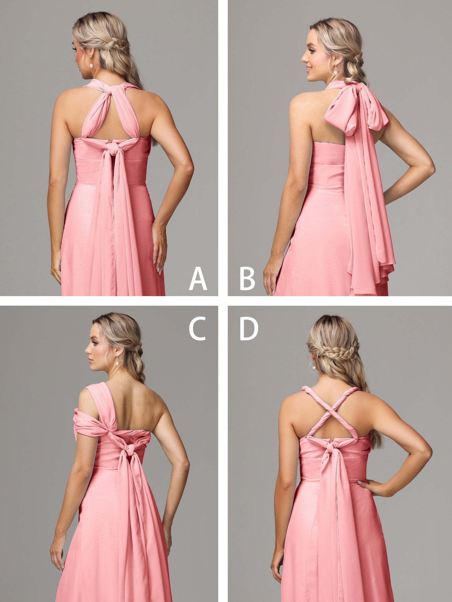 Sleeveless Off The Shoulder Chiffon Bridesmaid Dress With Slit