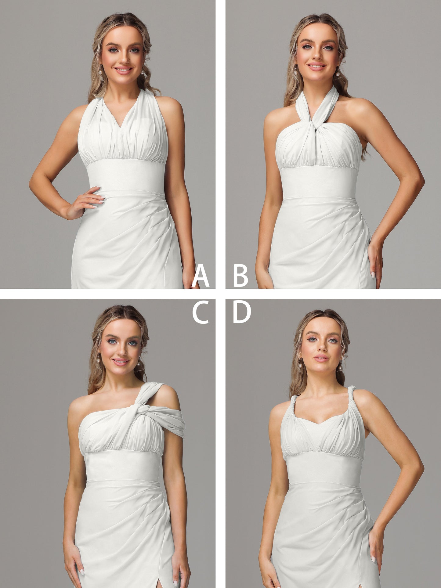 Sleeveless Off The Shoulder Chiffon Bridesmaid Dress With Slit