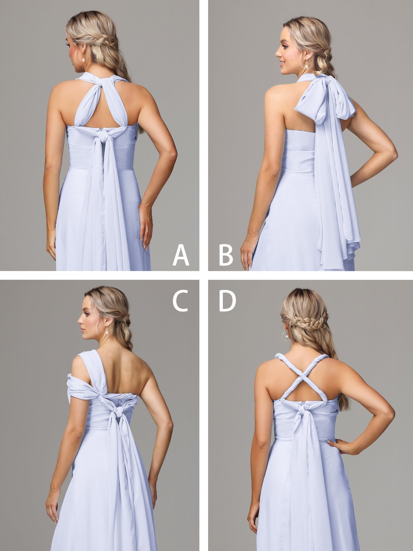 Sleeveless Off The Shoulder Chiffon Bridesmaid Dress With Slit