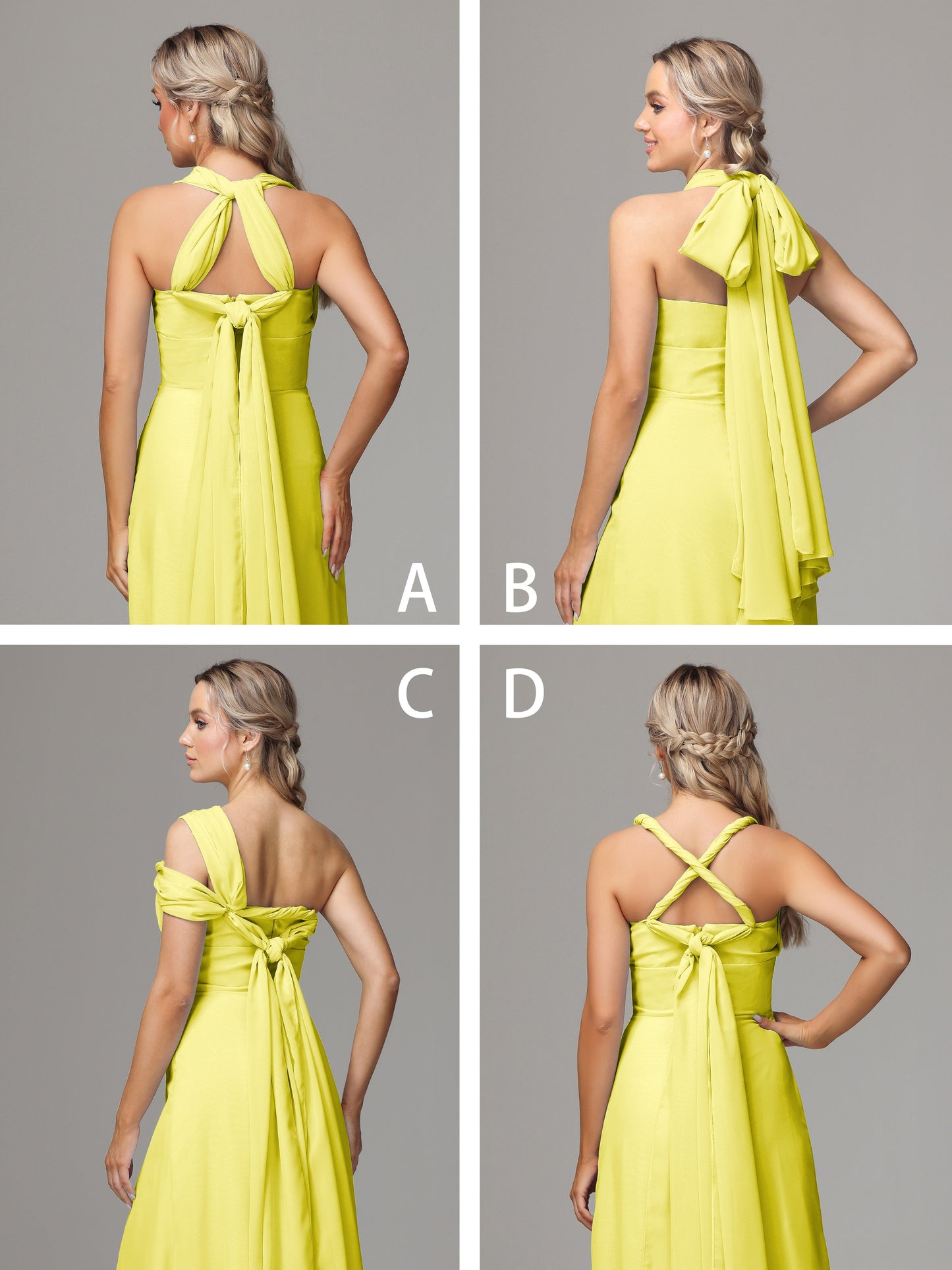 Sleeveless Off The Shoulder Chiffon Bridesmaid Dress With Slit